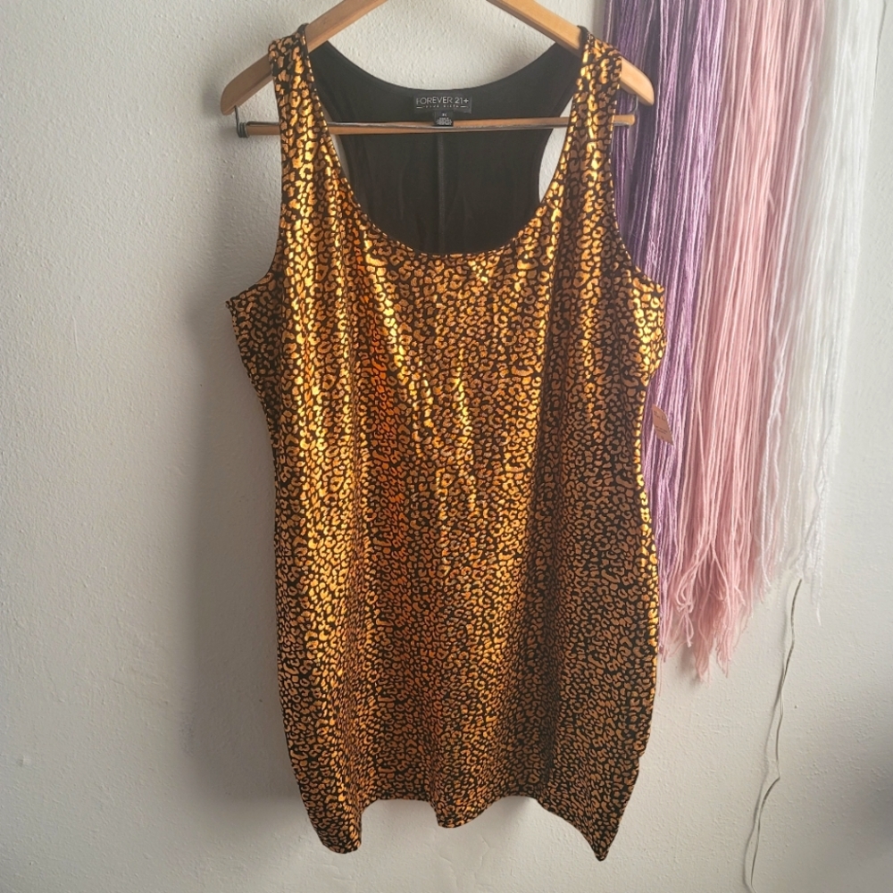 Forever 21 Copper Cheetah Metallic Dress